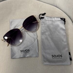 SOJOS Women's Gold Frame Sunglasses with Purple Gradient Lenses